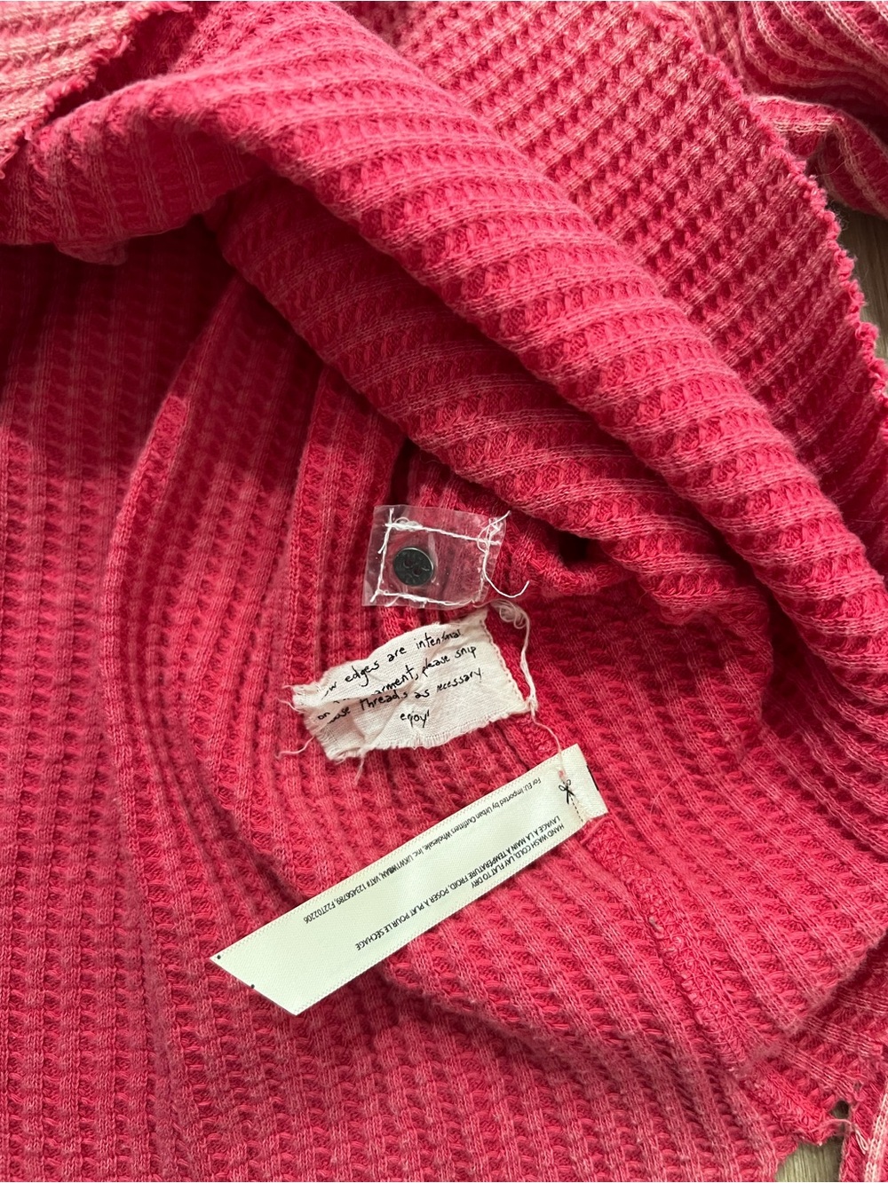 Free People Pink Colt Waffle Knit Henley Top - Picture 4 of 8